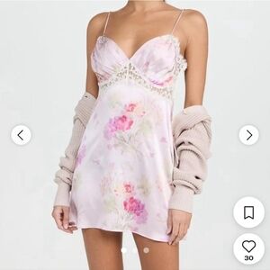 LoveShackFancy Pink Floral Mini Dress